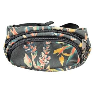 Y2K Roxy Tropical Floral Canvas Fanny Pack Waist Bag Vacation/Surfing/Beach